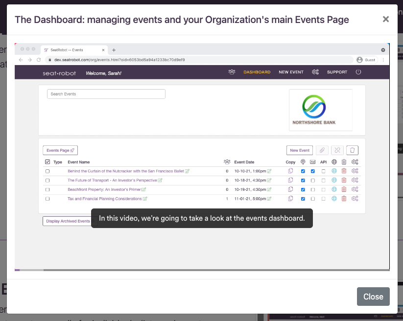Click for Dashboard how-to video