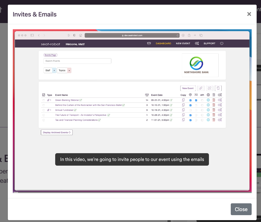 Click for invites and emails video