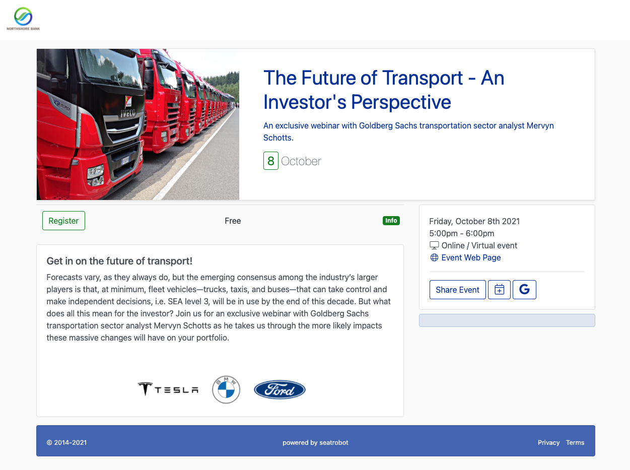 Example registration page